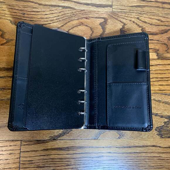 FranklinCovey Black Leather Pocket Size 6-Ring Binder Planner Organizer